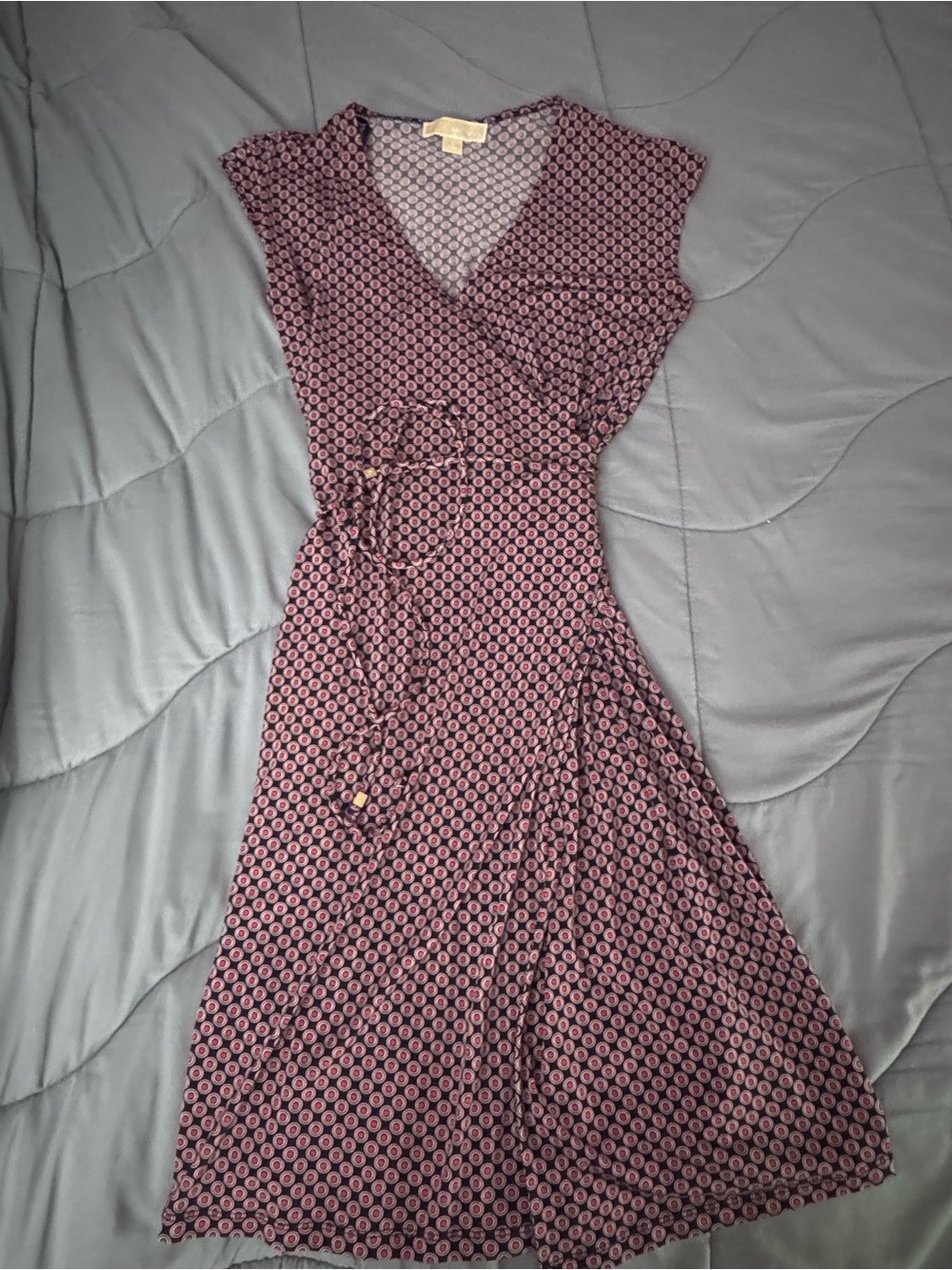 Michael Kors Pink Geometric Midi Wrap Dress